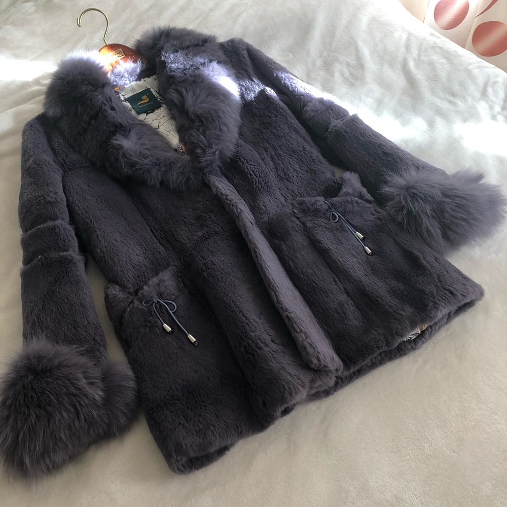 New without tag. Real Rabbit Fur Fashion Coat sz6